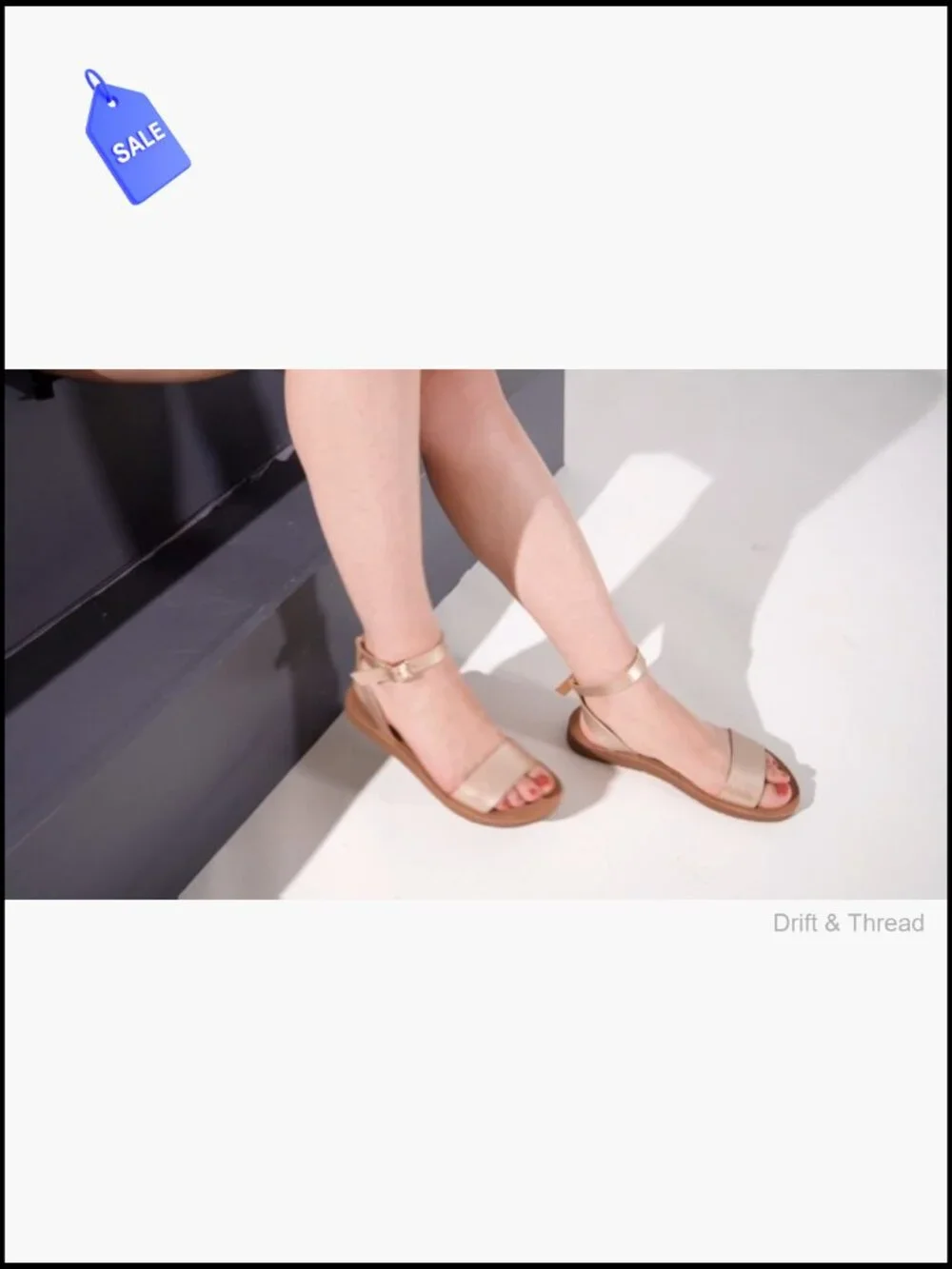 One Band Ankle Strap Buckle Flat Sandals Open Toe Slide Lightweight